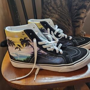 Vans High-Top Sneakers with Tropical Design